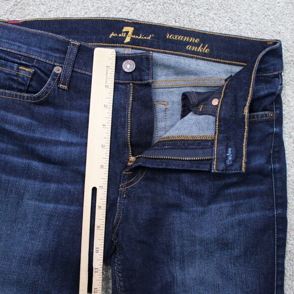 7 for all Mankind Jeans Women 31 Blue Dark Wash Roxanne Ankle w/ 26" inseam - Picture 8 of 14
